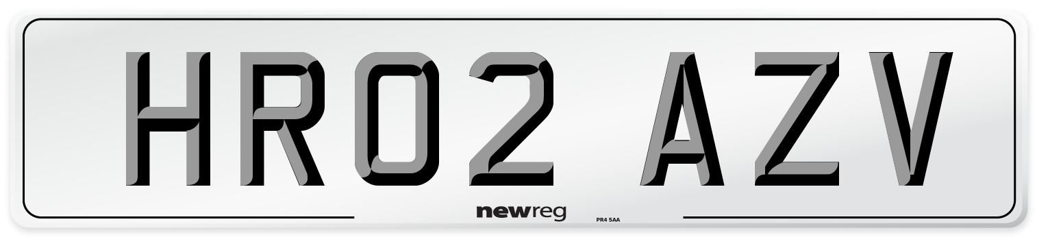 HR02 AZV Number Plate from New Reg